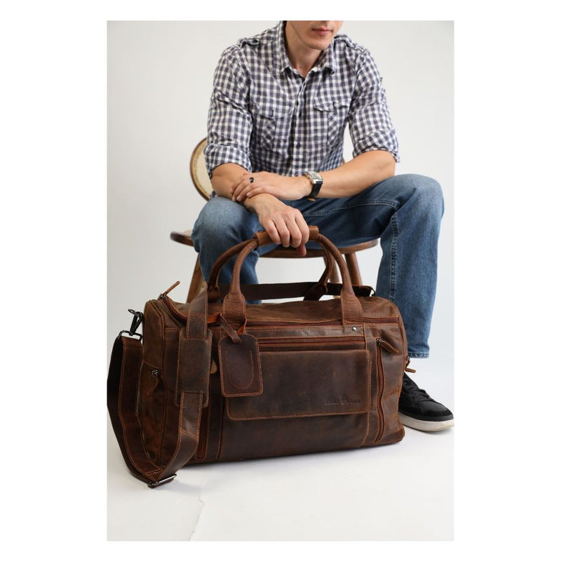 Greenwood Leather Travel Bag Large - Casual Vintage Look Sandal - Greenwood Leather