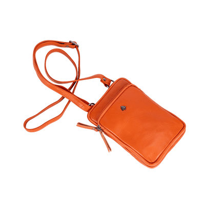 Greenwood Oslo Compact Crossbody – Orange Leather - Greenwood Leather