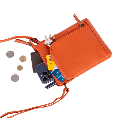Greenwood Siena Mini Crossbody – Orange Leather - Greenwood Leather