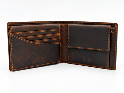 Hawthorn – Men’s Leather Bifold Wallet with Coin Pocket, RFID Blocking, Sandal - Greenwood Leather