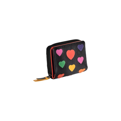 Heart Leather Wallet for Women, Handmade Compact Zip Wallet - Greenwood Leather