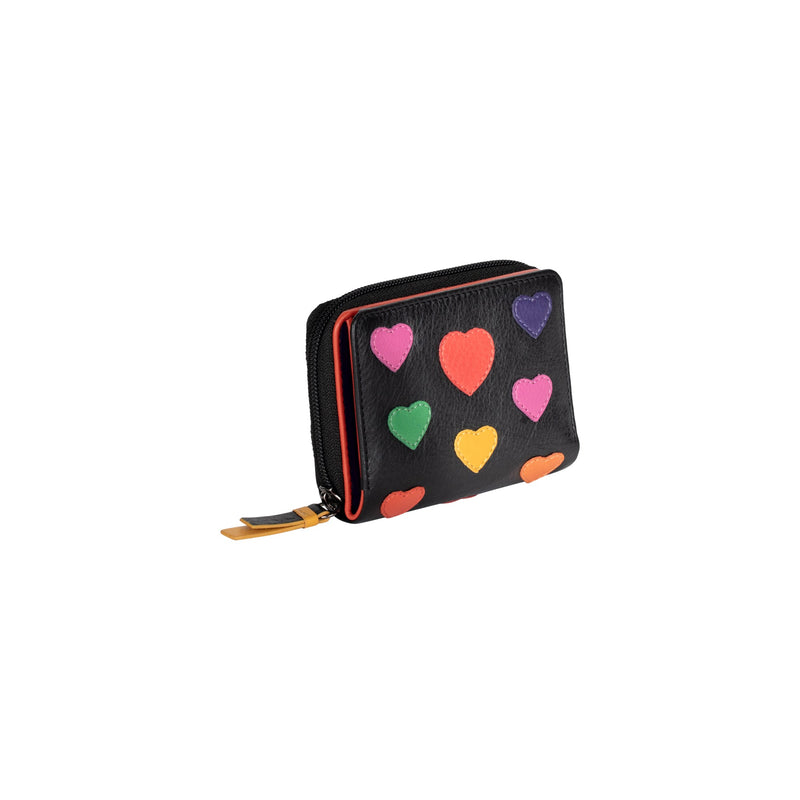 Heart Leather Wallet for Women, Handmade Compact Zip Wallet - Greenwood Leather