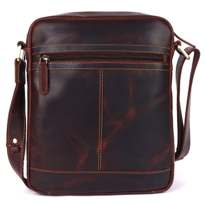 Hendrix Vintage Leather Crossbody Bag – Men's Genuine Leather Messenger Sling Bag (Brown) - Greenwood Leather