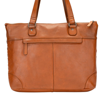 The Harlow Tote Bag — Vintage Tan Leather Work Tote