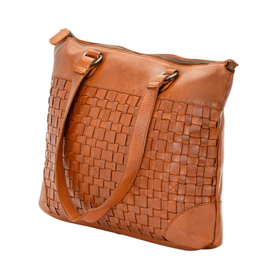 The Harlow Tote Bag — Vintage Tan Leather Work Tote