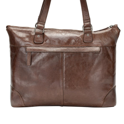 The Harlow Tote Bag — Espresso Brown Leather Work Tote
