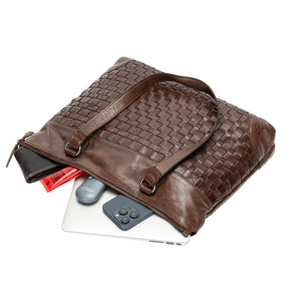 The Harlow Tote Bag — Espresso Brown Leather Work Tote