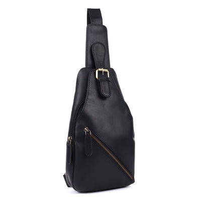 Jasper – Leather Crossbody Sling Bag for Men Black - Greenwood Leather