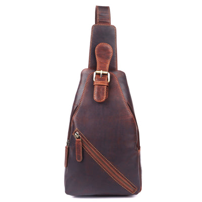Jasper – Vintage Leather Crossbody Sling Bag for Men Brown - Greenwood Leather
