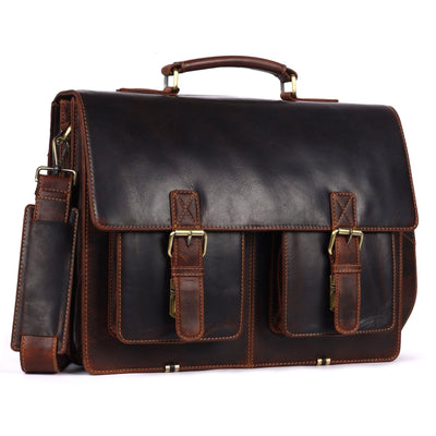 Josh Full-Grain Leather Briefcase – Large Business Bag - Greenwood Leather - Greenwood Leather