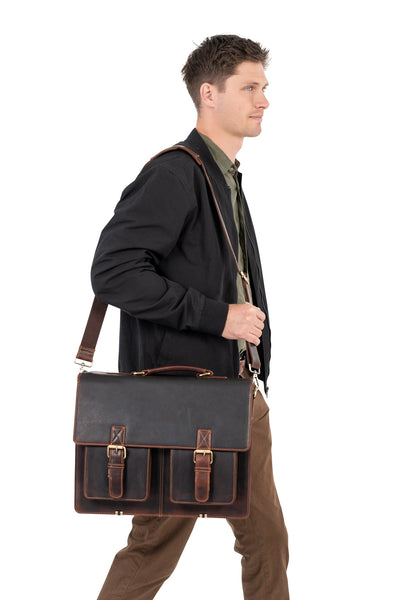 Josh Full - Grain Leather Briefcase – Large Business Bag - Greenwood Leather - Greenwood Leather