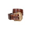 Embossed Leather Belt - Dark Brown - With Western Style Buckle - Greenwood Leather