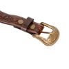 Embossed Leather Belt - Dark Brown - With Western Style Buckle - Greenwood Leather