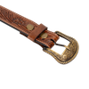 Embossed Leather Belt - Light Brown - With Western Style Buckle - Greenwood Leather