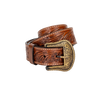 Embossed Leather Belt - Light Brown - With Western Style Buckle - Greenwood Leather