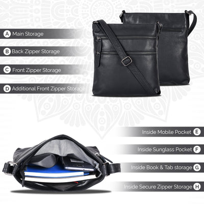 Leather Crossbody Purse - Black - Greenwood Leather