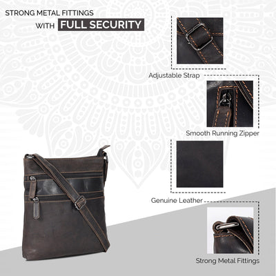 Leather Crossbody Purse - Brown - Greenwood Leather