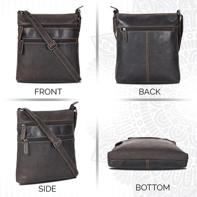 Leather Crossbody Purse - Brown - Greenwood Leather