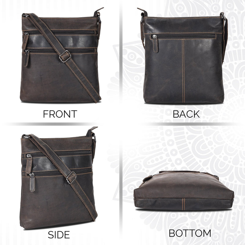 Leather Crossbody Purse - Brown - Greenwood Leather