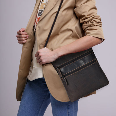 Leather Crossbody Purse - Brown - Greenwood Leather