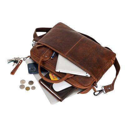 Leather Laptop Bag “Regent” – Full - Grain Leather Briefcase (16") - Greenwood Leather