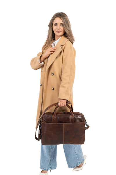 Leather Laptop Bag “Regent” – Full - Grain Leather Briefcase (16") - Greenwood Leather