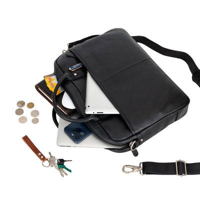 Leather Laptop Bag “Regent” – Full - Grain Leather Briefcase (16") - Greenwood Leather