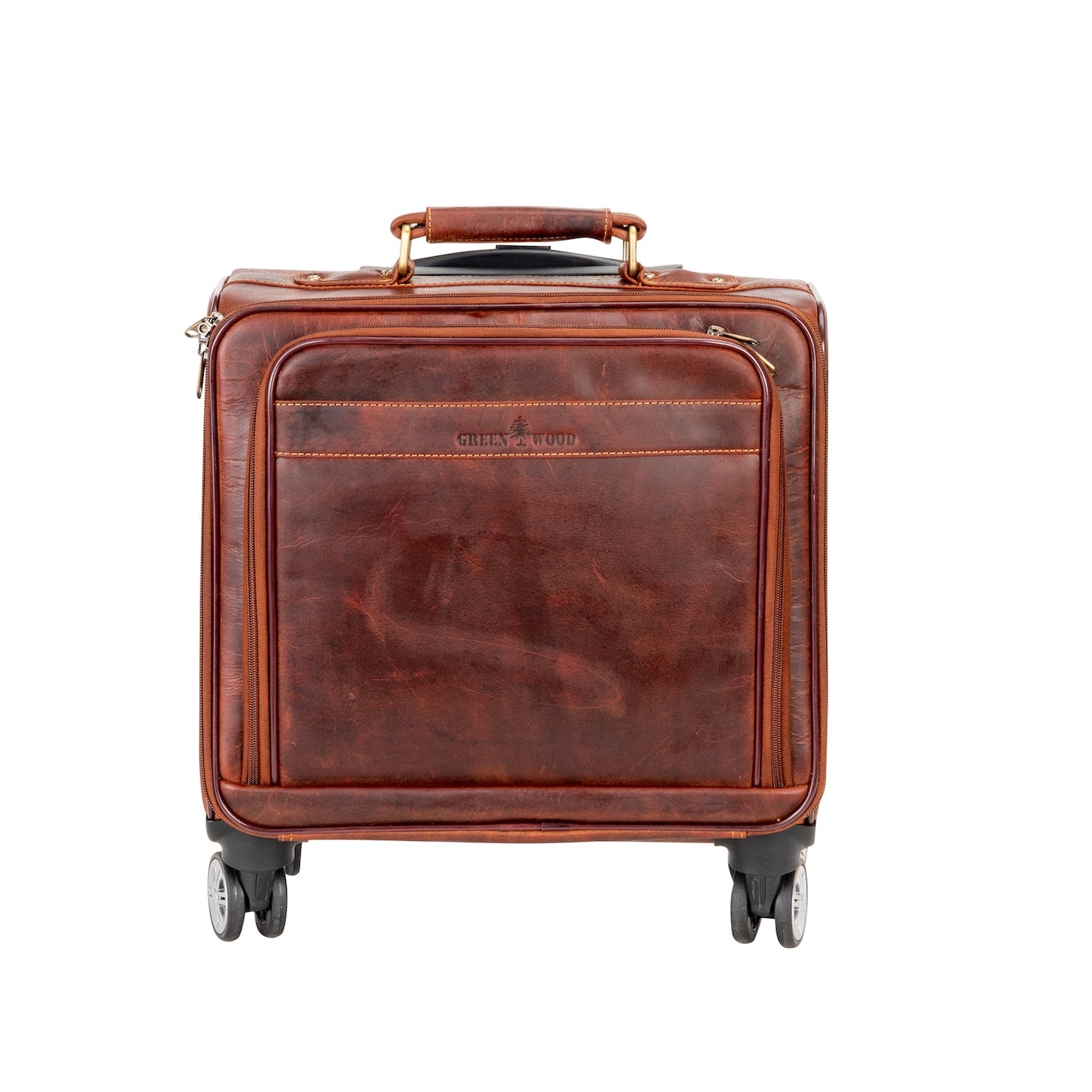 Leather Pilot Briefcase With Wheels Marino - Greenwood Leather