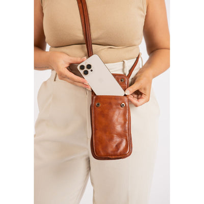 Leather Phone Bag Elk - Cognac - Greenwood Leather