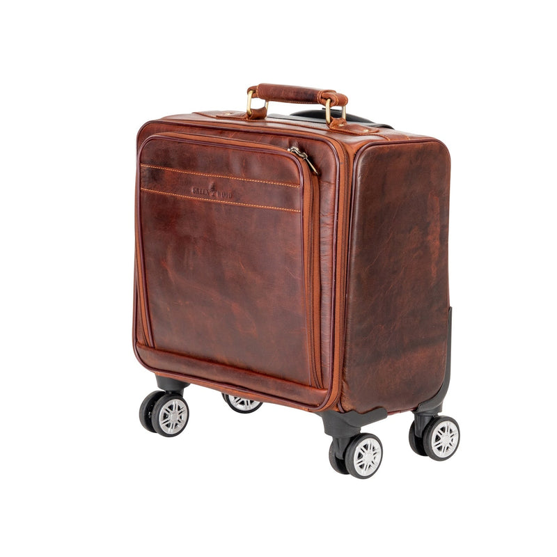 Leather Pilot Briefcase With Wheels Marino - Greenwood Leather
