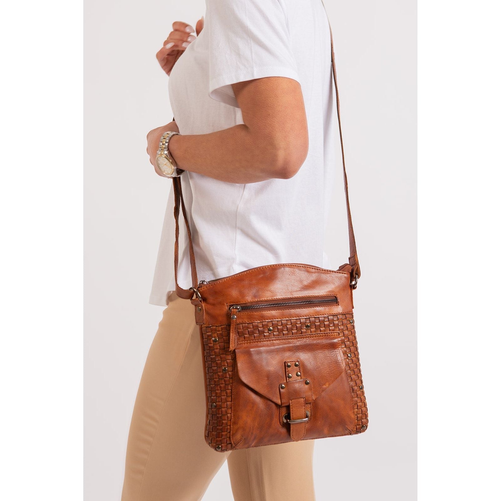 Leather Shoulder Bag Elsa - Cognac - Greenwood Leather