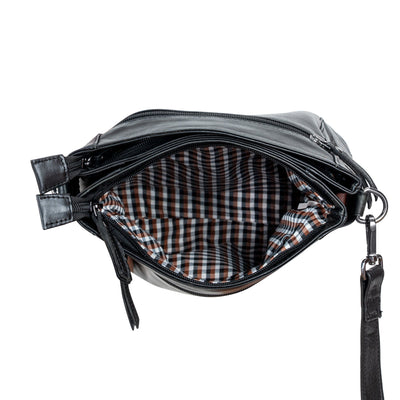 Leather Shoulder Bag 'Isalie' Black - Greenwood Leather