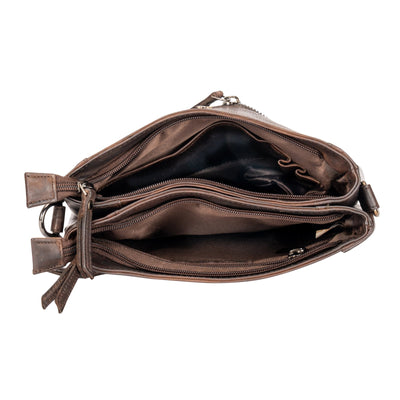 Leather Shoulder Bag 'Isalie' Brown - Greenwood Leather