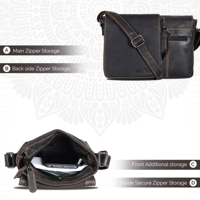 Leather Shoulder Bag Luna - Brown - Greenwood Leather