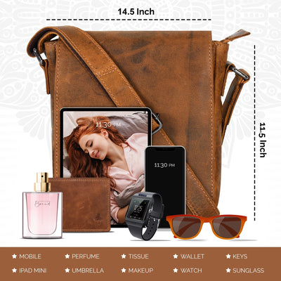 Leather Shoulder Bag Luna - Camel - Greenwood Leather