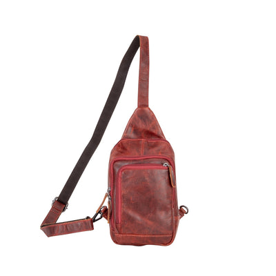 Leather Sling Bag Red - Waxy Ajax - Greenwood Leather