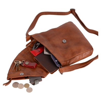 Leather Small Cross Body/sling bag Coruna - Cognac - Greenwood Leather