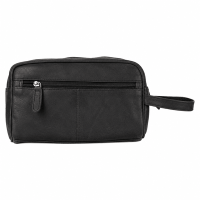 Leather Toiletry Bag Black - Geelong - Greenwood Leather