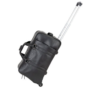 Leather Trolley Travelbag Black Voyager - Greenwood Leather