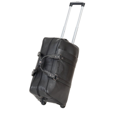 Leather Trolley Travelbag Black Voyager - Greenwood Leather