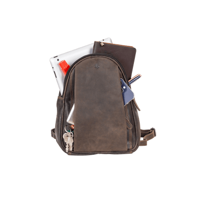 Leather Women Backpack Little Emma - Brown - Greenwood Leather
