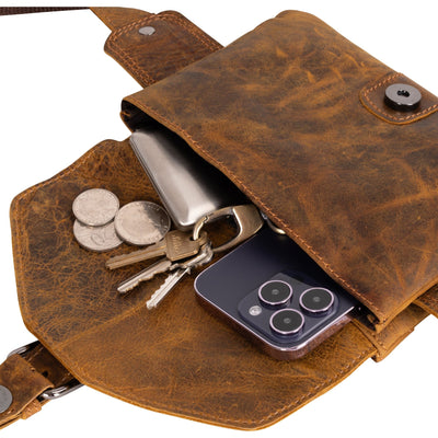 Leather Women Waist Pack Jax - Camel - Greenwood Leather