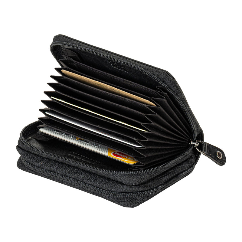 Leather Zip Card Wallet Nolan Black - Greenwood Leather