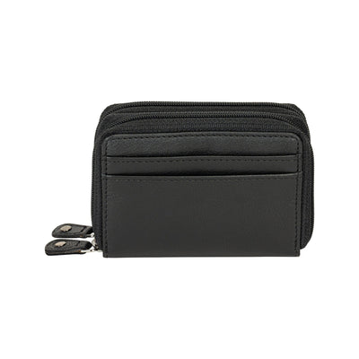 Leather Zip Card Wallet Nolan Black - Greenwood Leather