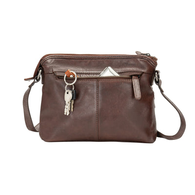 Mila – Diamond Weave Leather Crossbody Bag (Dark Brown) - Greenwood Leather