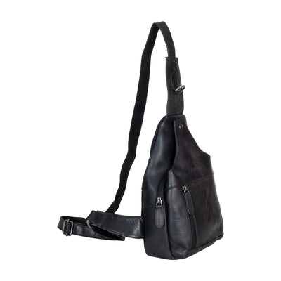 Ranger Black Leather Sling Bag – Chest Crossbody - Greenwood Leather