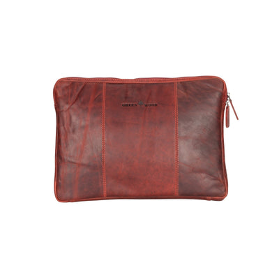 Rory – Handmade Leather Laptop Cover, Unisex Document Sleeve, Red - Greenwood Leather
