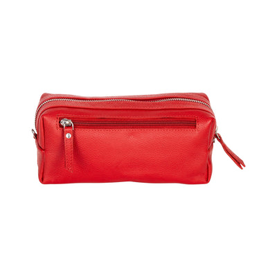 Ruby Luxe Leather Cosmetic Case Red - Greenwood Leather