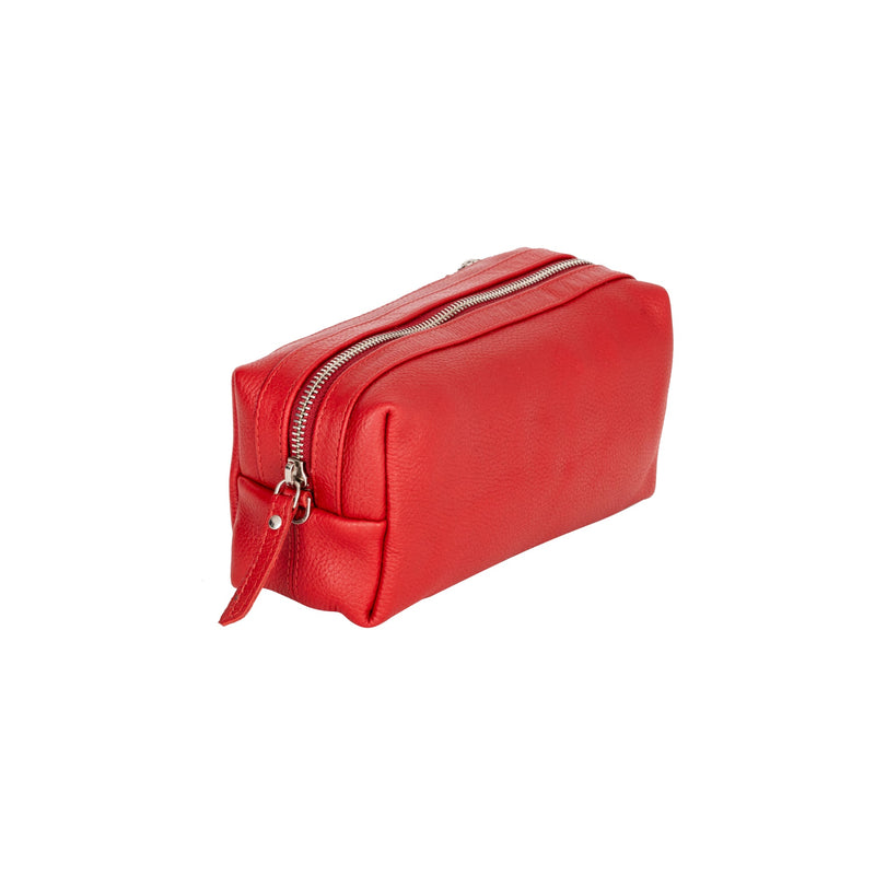 Ruby Luxe Leather Cosmetic Case Red - Greenwood Leather