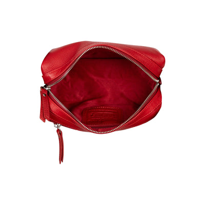 Ruby Luxe Leather Cosmetic Case Red - Greenwood Leather